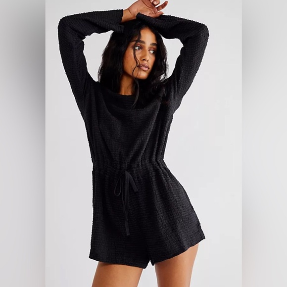 Free people onepiece jumpsuit romper summer laid back lover black romper - Picture 1 of 3